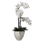 Orhidee artificiala alba in ghiveci ceramic - 70 cm