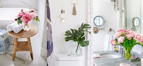  O baie moderna - decoreaza cu flori si plante artificiale
