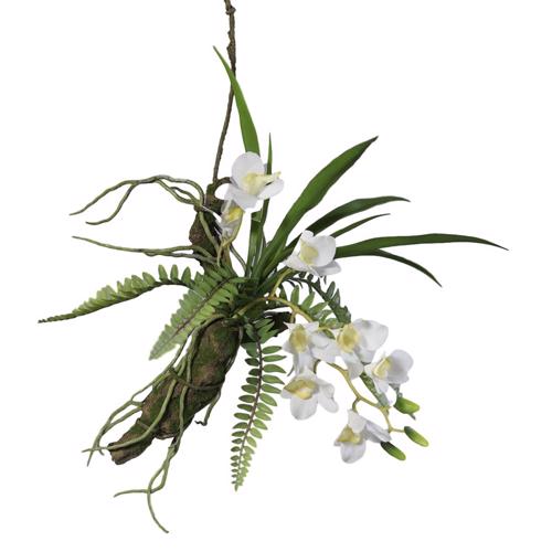 Aranjament orhidee artificiala cu sfoara - 29 cm