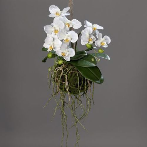 Aranjament orhidee artificiala cu sfoara - 43 cm