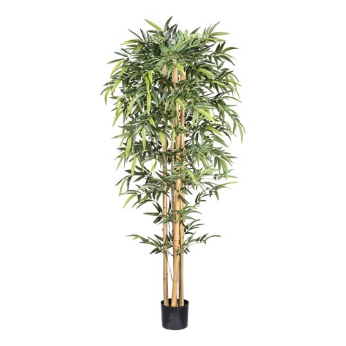 Bambus artificial decorativ x6 cu trunchi natural - 210 cm