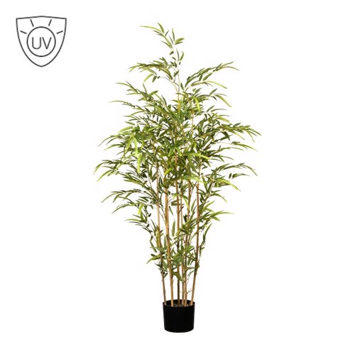 Bambus artificial x7 cu trunchi natural UV - 130 cm