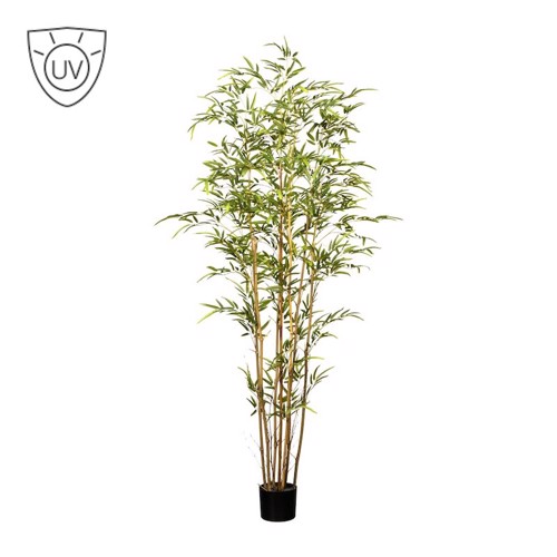Bambus artificial x7 cu trunchi natural UV - 180 cm
