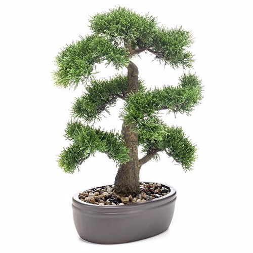 Bonsai artificial decorativ Cedar in ghiveci ceramic - 45 cm