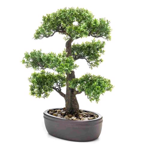 Bonsai artificial decorativ Ficus in ghiveci ceramic - 43 cm