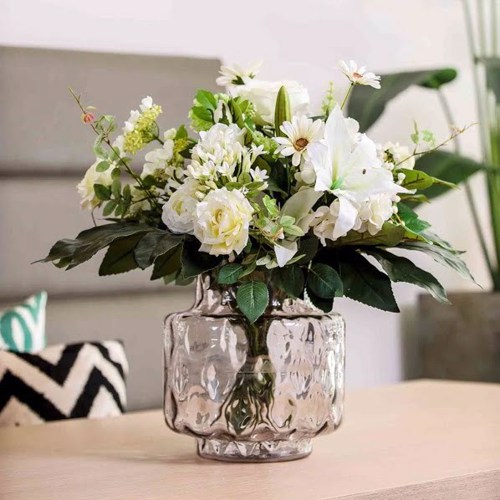 Buchet flori artificiale verde-crem - 65 cm 