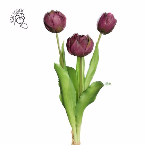 Buchet x3 lalele artificiale mov - 39 cm