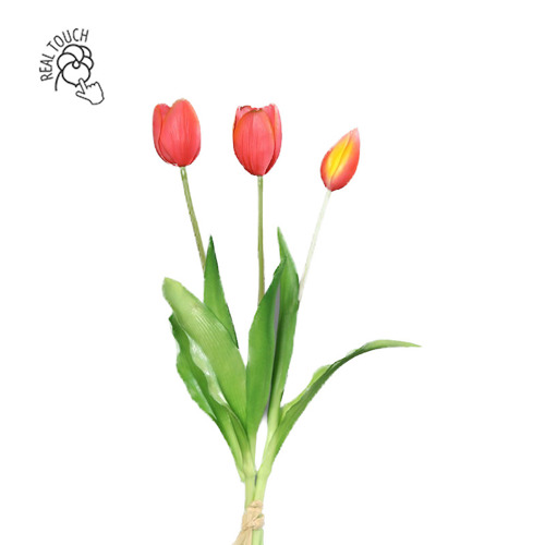Buchet x3 lalele artificiale roz-galben - 39 cm