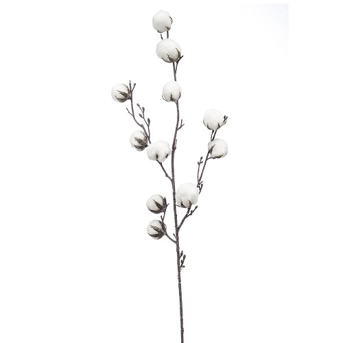 Flori de bumbac artificiale crem - 87 cm