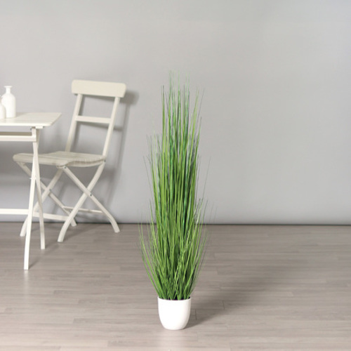 Iarba artificiala decorativa in ghiveci alb - 100 cm