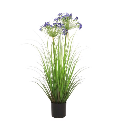 Iarba artificiala verde x2 Agapanthus albastru - 80 cm