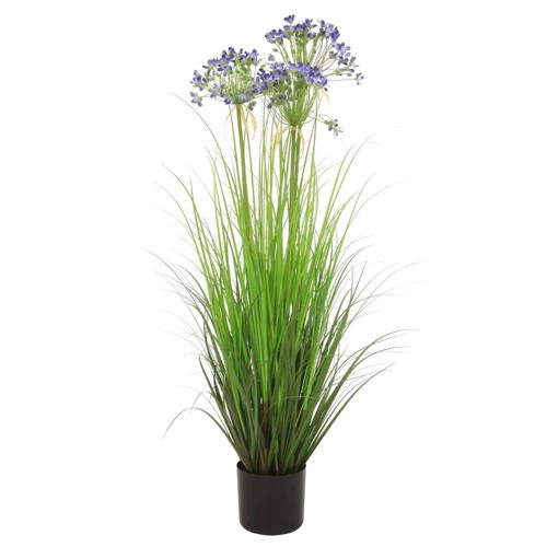 Iarba artificiala verde x3 Agapanthus albastru - 110 cm