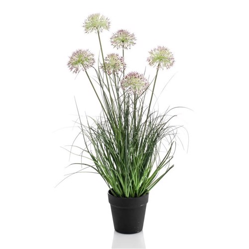 Iarba artificiala verde x6 Allium mov - 72 cm