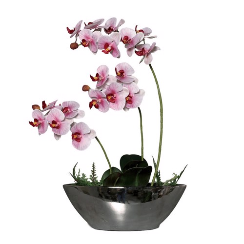 Orhidee artificiala alb-roz in ghiveci - 54 cm