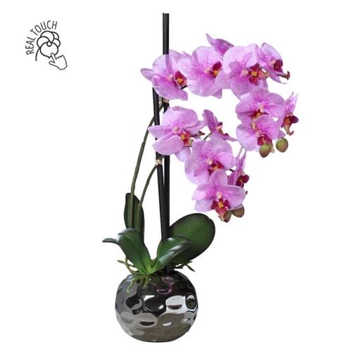 Orhidee artificiala roz in ghiveci - 50 cm