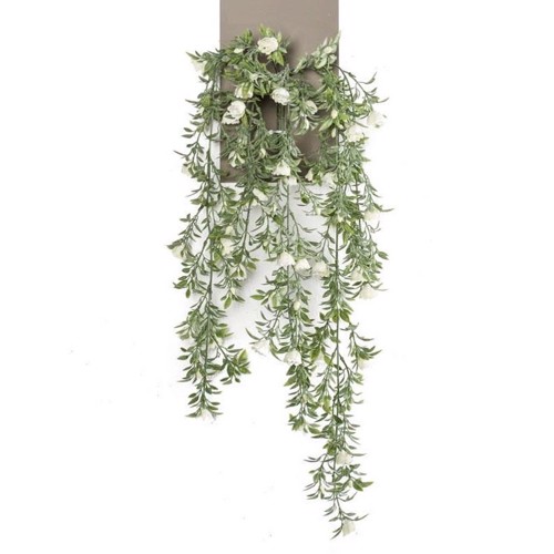 Planta artificiala curgatoare cu flori crem - 75 cm