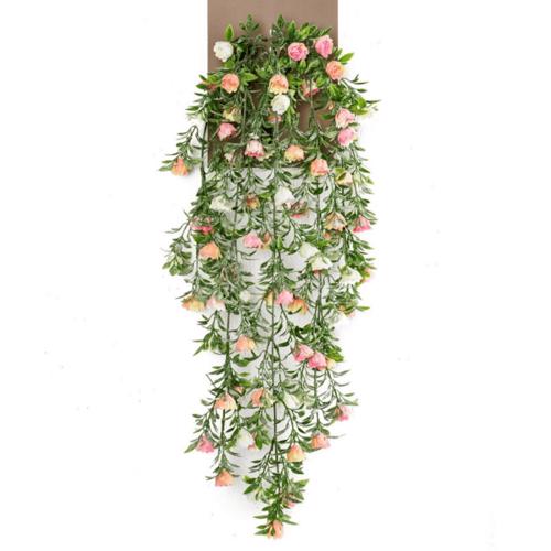 Planta artificiala curgatoare cu flori crem-roz - 75 cm