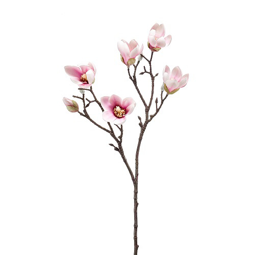 Ramura magnolia artificiala crem-roz - 65 cm
