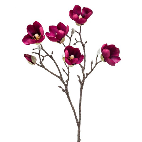 Ramura magnolia artificiala mov - 65 cm