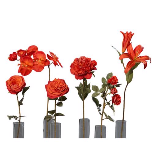 Set x6 flori artificiale portocalii - 64 cm