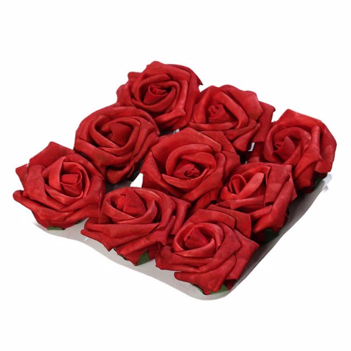 Set x9 capete trandafiri artificiali rosii - 7 cm