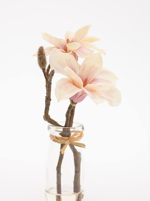 Aranjament magnolia artificiala crem-roz - 23 cm