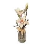 Aranjament magnolia artificiala crem-roz - 23 cm