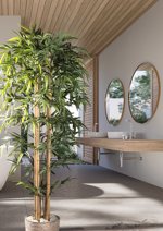 Bambus artificial decorativ x6 cu trunchi natural - 210 cm