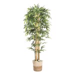 Bambus artificial decorativ x6 cu trunchi natural - 210 cm