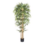 Bambus artificial decorativ x6 cu trunchi natural - 210 cm