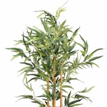 Bambus artificial verde x5 cu trunchi natural - 105 cm