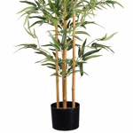 Bambus artificial verde x5 cu trunchi natural - 105 cm