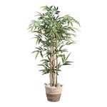 Bambus artificial verde x6 cu trunchi natural - 130 cm