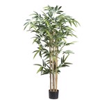 Bambus artificial verde x6 cu trunchi natural - 130 cm