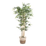 Bambus artificial verde x6 cu trunchi natural - 150 cm