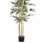 Bambus artificial verde x6 cu trunchi natural - 150 cm