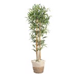 Bambus artificial verde x6 cu trunchi natural - 155 cm