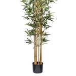 Bambus artificial verde x6 cu trunchi natural - 210 cm