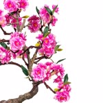 Bonsai artificial cu flori in ghiveci ceramic - 50 cm