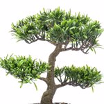 Bonsai artificial decorativ Podocarpus in ghiveci ceramic - 32 cm
