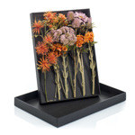 Buchet flori artificiale portocaliu-mov (giftbox) - 30 cm