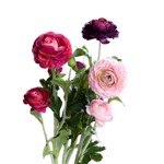 Buchet x3 ranunculus artificial roz-mov - 62 cm