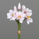Buchet x6 magnolia artificiala alb-roz - 28 cm