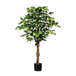 Ficus artificial Benjamina verde cu trunchi natural - 120 cm