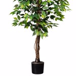 Ficus artificial Benjamina verde cu trunchi natural - 150 cm