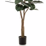 Ficus artificial Elastica in ghiveci negru din plastic - 180 cm