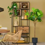 Ficus artificial Lyrata in ghiveci negru din plastic - 155 cm