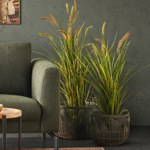 Iarba artificiala decorativa x8 Cattail - 100 cm