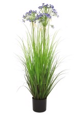 Iarba artificiala verde x3 Agapanthus albastru - 110 cm