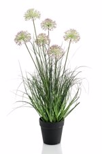 Iarba artificiala verde x6 Allium mov - 72 cm